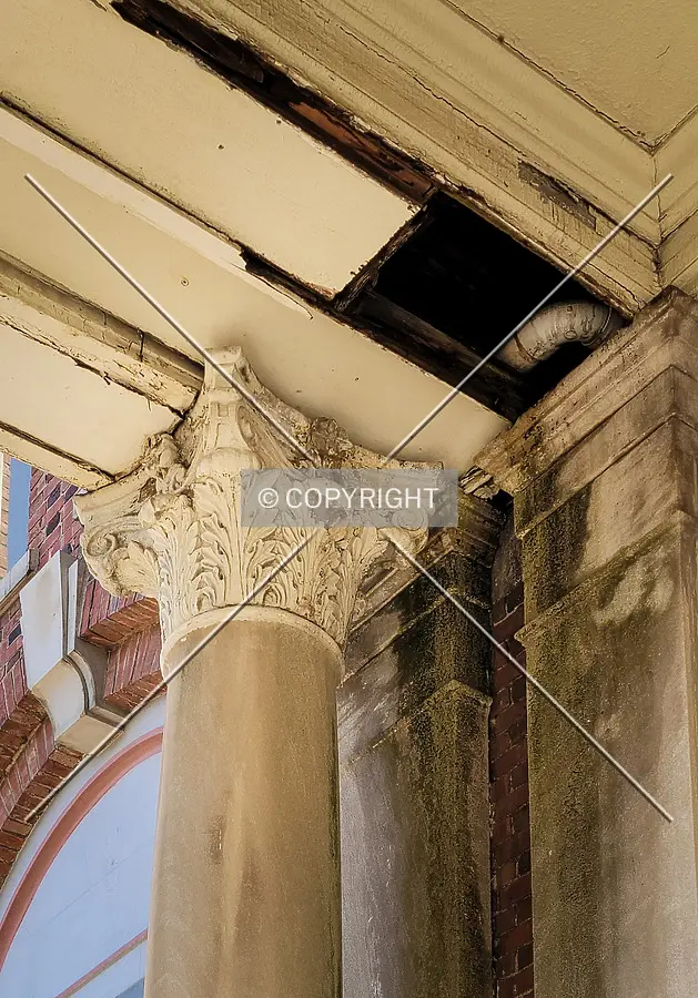 An area needing repair next to the south entrance; February 21, 2022