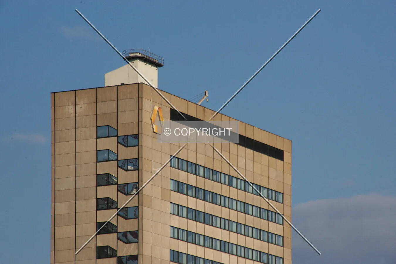 Top of the building including the new Commerzbank logo