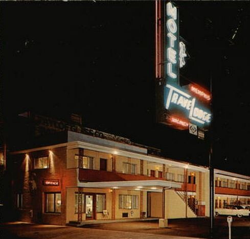 Vintage view at night as the Travelodge
