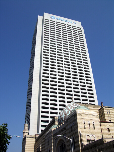 Looking up from Peachtree Street to the east